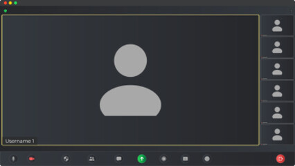 Template video conference user interface. Online conference meeting. Online chat for business seminars. Digital communication. Vector UI screen.