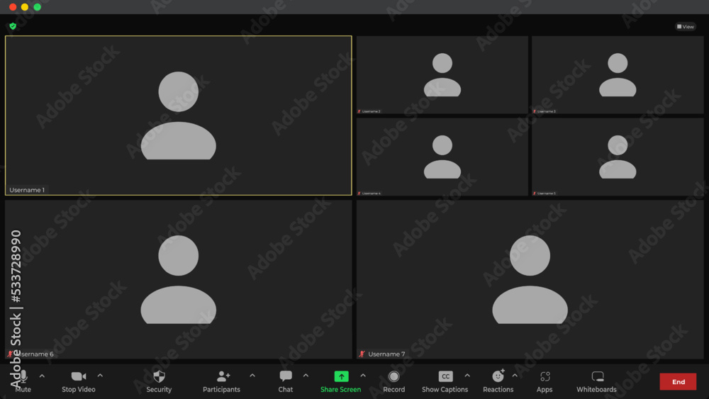 Wall mural online video call interface template with user icon. video calls window overlay. video call screen m