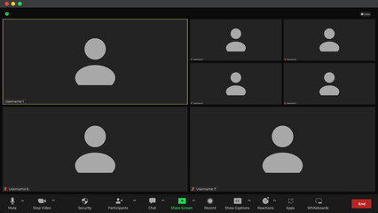 Online video call interface template with user icon. Video calls window overlay. Video call screen mockup. Video Call. Vector UI screen.