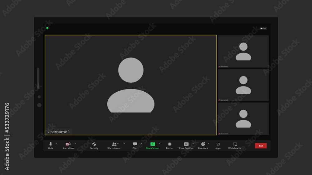 Wall mural video conference user interface. application for social communication. call window app template. vid