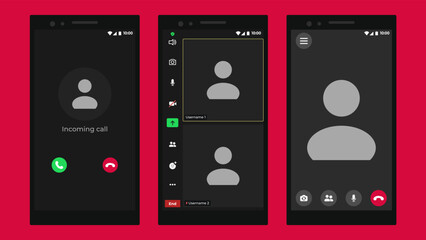 Video conference calls window overlay. Application for calls. Call Window App template. Online business webinar chat. Template mockup.
