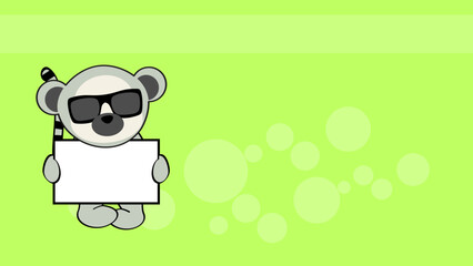 chibi lemur kid cartoon holding billboard background. illustration in vector format