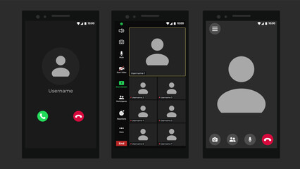 Online video call interface template with user icon. Application for calls. Video conferencing window overlay. Video Call. Template mockup.