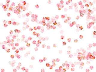 Peach gold foil confetti scatter vector illustration. Wedding invitation card background. Elegant shiny spangle elements holiday glitter. Romantic bridal confetti texture.