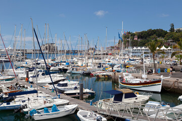 Fototapeta na wymiar Overlooking at he marina of Funchal, Santa Luzia, Funchal, Madeira, Portugal, Europe