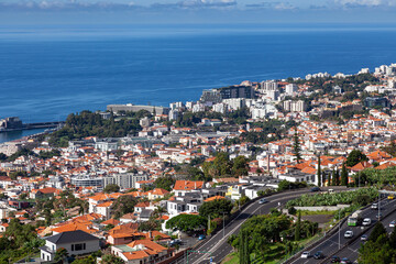Fototapeta na wymiar View of Funchal city and harbor, Madeira, Portuga,l Europe