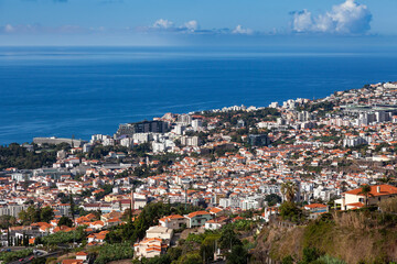 Fototapeta na wymiar View of Funchal city and marina, Madeira, Portuga,l Europe