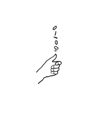 Flipping a Coin to Make a Decision - Black White Line Drawing