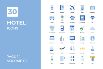 Hotel icons collection. Set vector line with elements for mobile concepts and web apps. Collection modern icons.