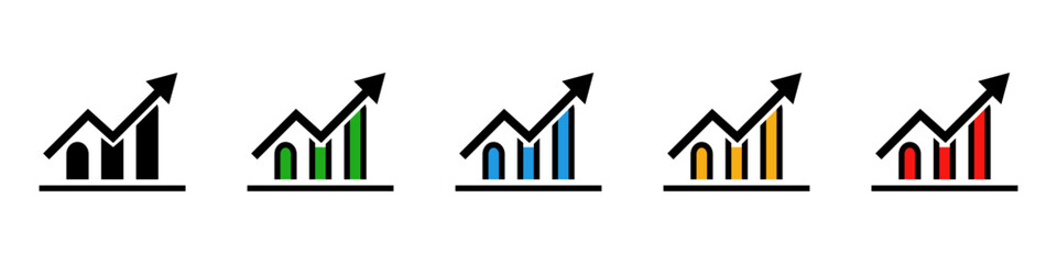 Colorful bar chart icon set. Chart icon set. Vector.