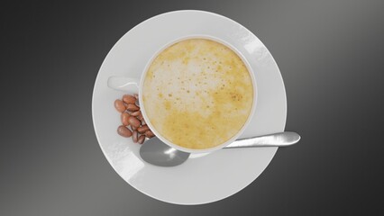 Coffee in a cup on a dark background.