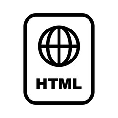 HTML file icon. Front-end programming. Vector.