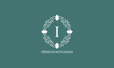 Luxury letter I logo design. Elegant monogram concept for boutique, restaurant, wedding service, hotel or business.