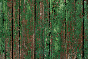 Old green painted wooden wall