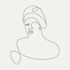 Minimal woman hand-drawn one line art drawing, outline illustration