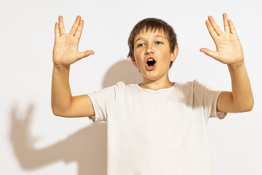 Teenager shows the sign "Vulcan salute"