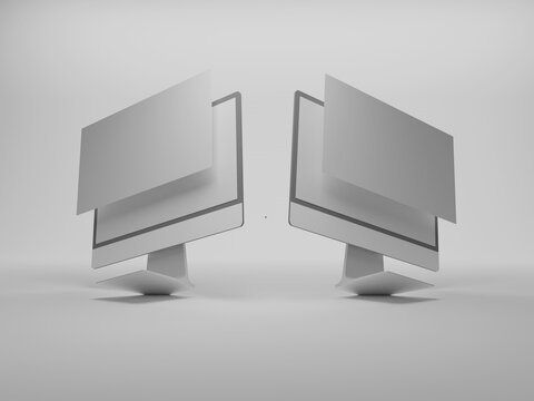 Floating Monitor Multiscreen Mockup