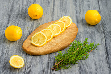 lemon on wooden table