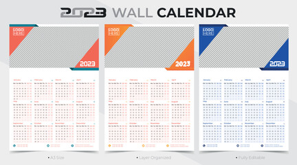 Creative and Simple 2023 Happy New Year One Page Calendar Template Design