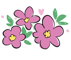 Hand Drawn flowers Decorative sketch elements for design Vector illustration