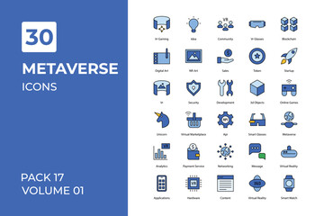 Metaverse icons collection. Set vector line with elements for mobile concepts and web apps. Collection modern icons.