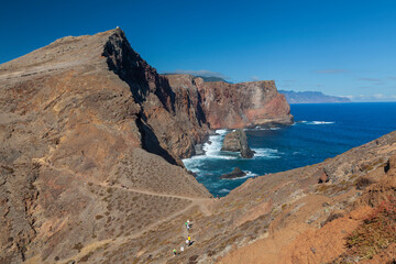 Fototapeta na wymiar São Lourenço, volcanic peninsula rocky coast cliffs, Ponta de San Lorenzo, Madeira, Portugal, Europe