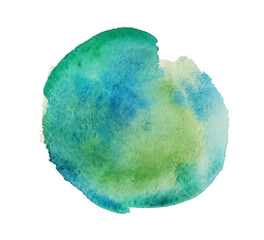 Hand drawn colorful stain. Abstract colored spot on isolated white. Watercolour abstract art