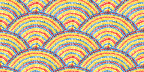 Seamless wavy pattern. Drawing with markers on paper. Striped background. Handmade.