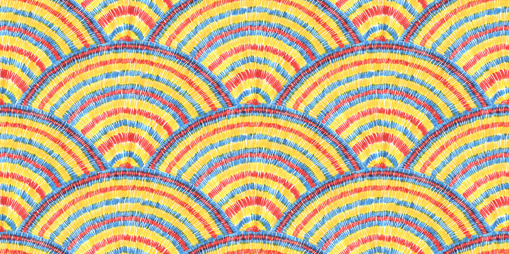 Seamless wavy pattern. Drawing with markers on paper. Striped background. Handmade.