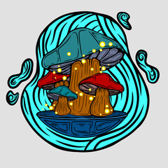 illustration of mushroom in the background