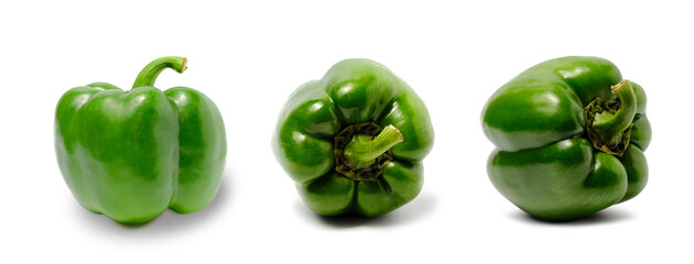 Fresh sweet green pepper isolated on white background