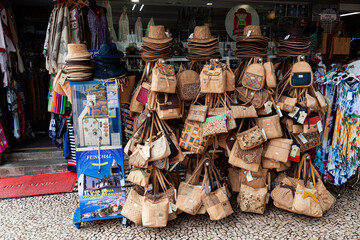 Souvenir stand selling hats ,Funchal, Madeira, Portugal, Europe
