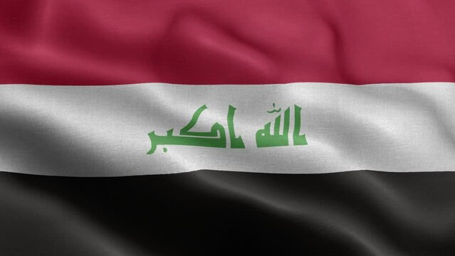 Flag Of Iraq - Iraq Flag High Detail - National flag Iraq wave Pattern loopable Elements - Fabric texture and endless loop - Detailed Flag - The flag of fluttering in the wind - Highly detailed