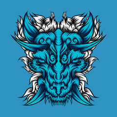 Blue devil head vector