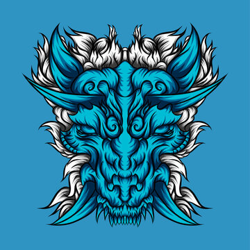 Blue Devil Head Vector