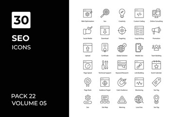 Seo icons collection. Set vector line with elements for mobile concepts and web apps. Collection modern icons.