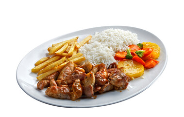 pork with rice and potatoes