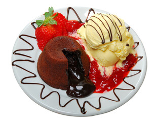 Chocolate Cake with Fresh, ice cream