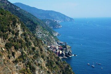 view of the coast of the sea, Cinque Terre, Italy