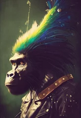 Porträt eines Punkaffen. Monkey-Rock-Musiker. Hipster-Affe mit Punkfrisur. 3D-Rendering © designprojects