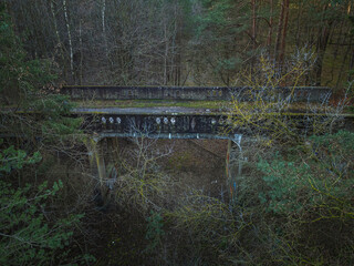 Pasker Brücke eine alte Eisenbahnbrücke mitten im Wald mit Moos bewachsen 