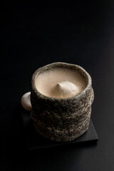 Delicious raf coffee in the interior on the table