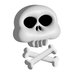 Skull with crossed bones 3D illustration