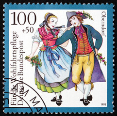 Postage stamp Germany 1993 traditional costumes, Oberndorf, Bavaria