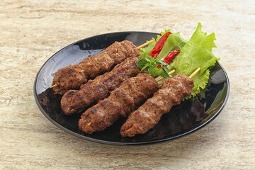 Beef kebab skewer minced meat