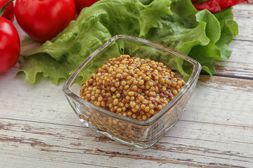 Mustard seeds sauce in the bowl