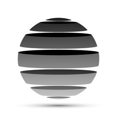 Collection of abstract spheres from gray stripes. 3D realistic ball. Vector illustration