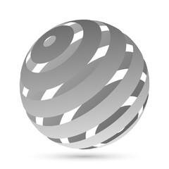 Collection of abstract spheres from gray stripes. 3D realistic ball. Vector illustration
