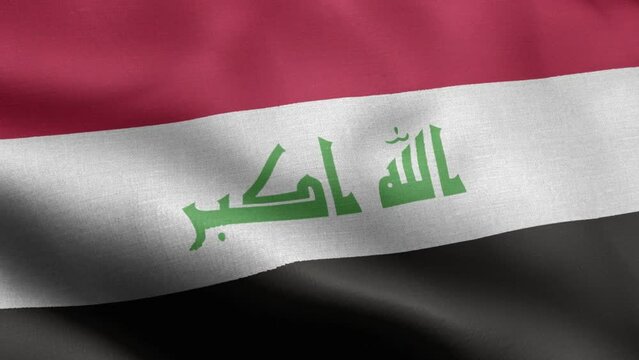 Flag Of Iraq - Iraq Flag High Detail - National flag Iraq wave Pattern loopable Elements - Fabric texture and endless loop - Detailed Flag - The flag of fluttering in the wind - Highly detailed
