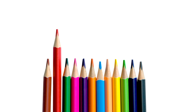 Color pencils isolated. Back to school concept copy space for text